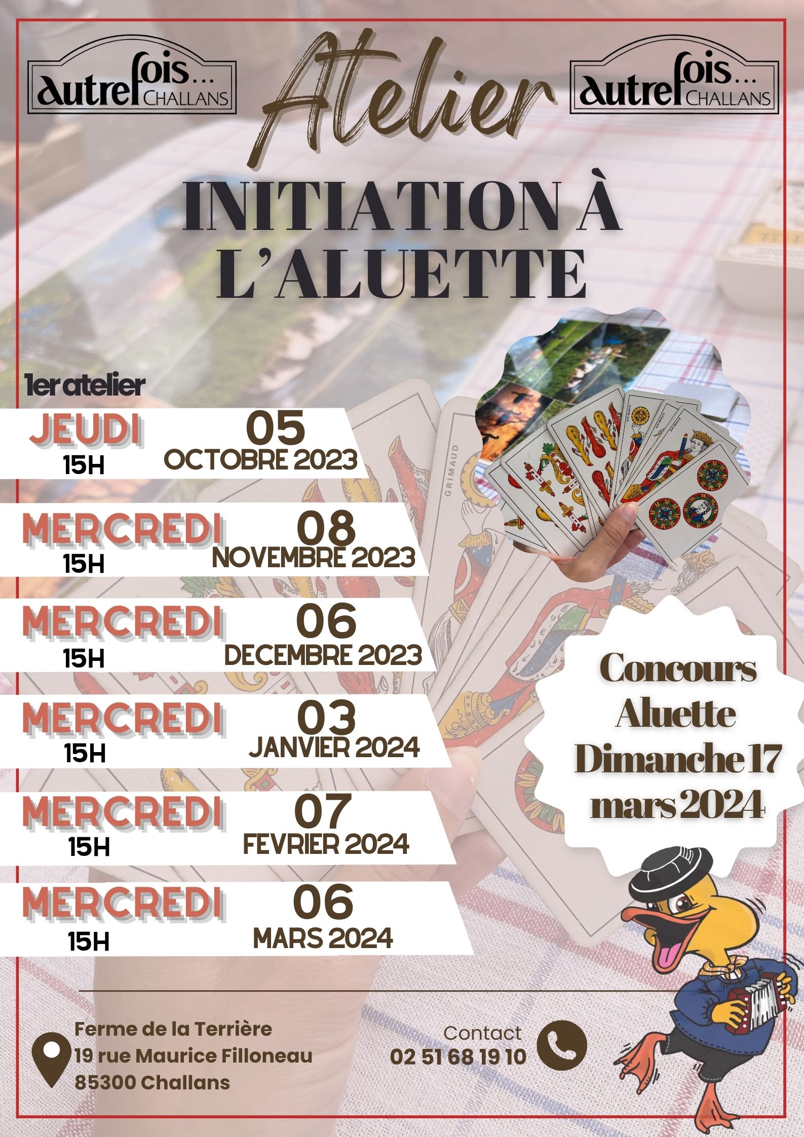 Dates des initiations à l'aluette, lieux