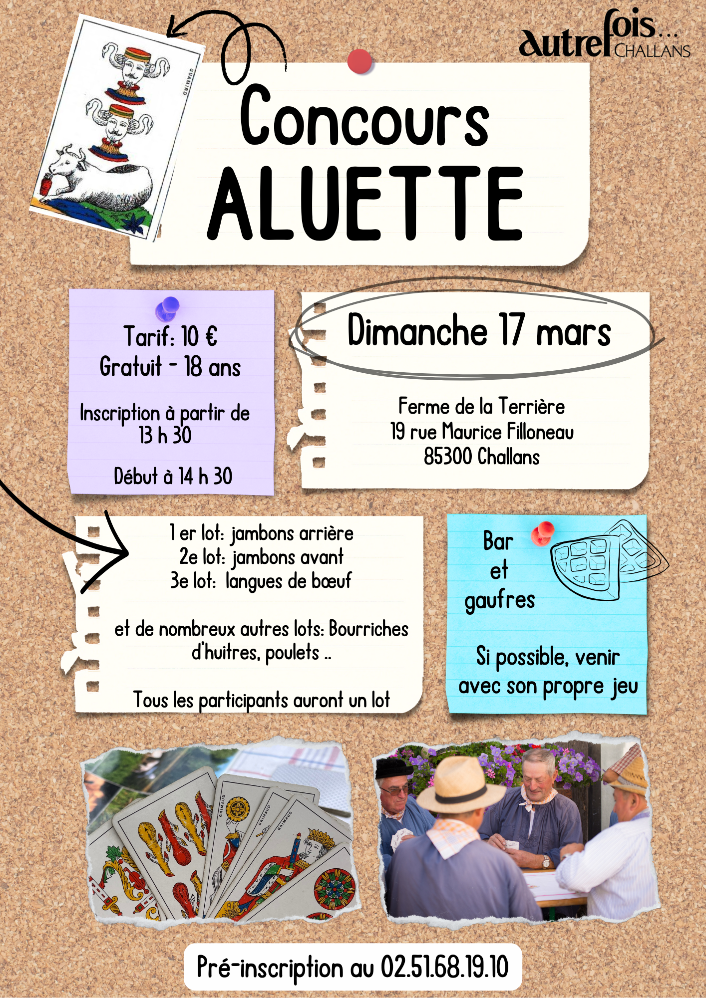 tarif, date, hoaires et lieu concours aluette.